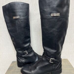 Coach Black Leather Knee-High Riding Boots